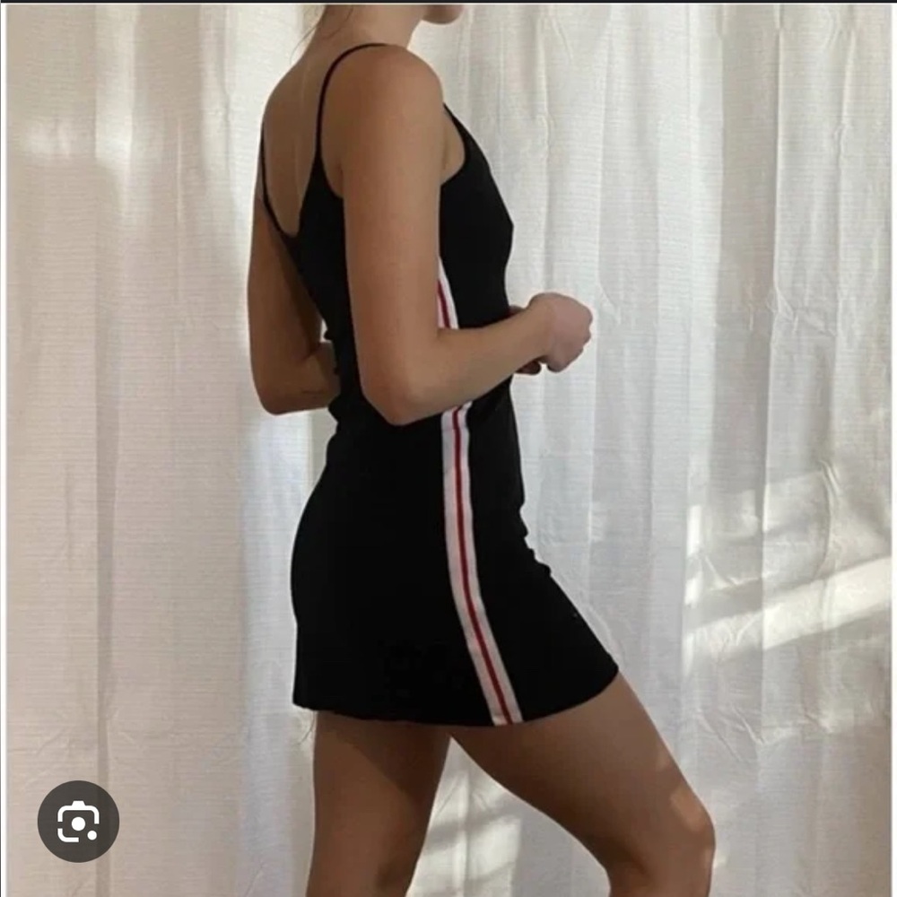 Brandy Melville Black Mini Dress with Red and White Stripes
